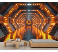 Papier peint mural futurisme, science-fiction, papier peint tunnel pour salon, chambre à coucher, arrière-plan TV, hôtel, bar, décoration - 150 x 100 cm