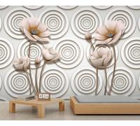 Papier Peint Mural Géométrique en Relief 3D Motifs Floraux Circulaires Motif Floral Rose Élégant en Relief pour Chambre à Coucher Salon Canapé TV 400 X 280 cm