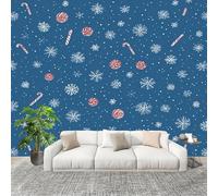 Papier Peint Mural Intissé Photo 200x140 cm Motifs Sur Le ThèMe de NoëL Poster Mural Fresque Murale pour Salon, TV Mur, Intérieure Bleu Anti-poussière Papier Peint Fresque Murale