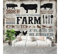 Papier Peint Mural Intissé Photo 200x140 cm ThèMe de Ferme RéTro Poster Mural Fresque Murale pour Salon, TV Mur, Intérieure Brun Anti-poussière Papier Peint Fresque Murale