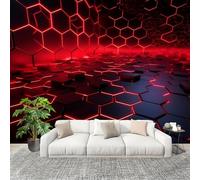 Papier Peint Mural Intissé Photo 300x210 cm GéOméTrie Moderne Nid D'Abeilles Poster Mural Fresque Murale pour Salon, TV Mur, Intérieure Couleurs NéOn Anti-poussière Papier Peint Fresque Murale