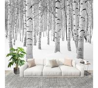 Papier Peint Mural Intissé Photo 300x210 cm ThèMe de La ForêT D'Hiver Poster Mural Fresque Murale pour Salon, TV Mur, Intérieure Blanc Anti-poussière Papier Peint Fresque Murale