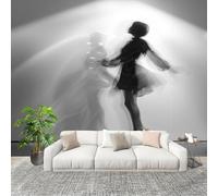 Papier Peint Mural Intissé Photo 350x256 cm Motif de Silhouette Floue Poster Mural Fresque Murale pour Salon, TV Mur, Intérieure Gris Anti-poussière Papier Peint Fresque Murale