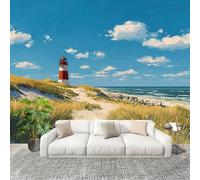 Papier Peint Mural Intissé Photo 350x256 cm Peinture de Plage FraîChe Poster Mural Fresque Murale pour Salon, TV Mur, Intérieure Paysage de Bord de Mer Anti-poussière Papier Peint Fresque Murale