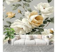 Papier Peint Mural Intissé Photo 400x280 cm Motif de Roses à L'Aquarelle Poster Mural Fresque Murale pour Salon, TV Mur, Intérieure Blanc Anti-poussière Papier Peint Fresque Murale