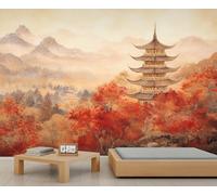Papier peint mural japonais 200 x 140 cm - Papier peint oriental pour chambre à coucher - Décoration murale japonaise (non pelable et adhésive)