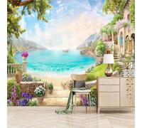 Papier peint mural Jardin Coloré,200x150cm Paysage Abstrait Decoration murale Postulez pour les salles d'étude, les hôtels et les bureaux