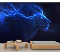 Papier peint mural lion, lion de tonnerre, papier peint animaux fantastiques pour salon, chambre à coucher, bureau, hôtel, bar, décoration de plafond - 150 x 100 cm