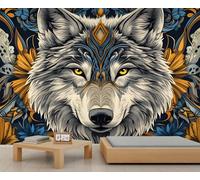 Papier peint mural loup, tribus du sud-ouest, papier peint pour salon, chambre à coucher, bureau, hôtel, bar, décoration de plafond - 400 x 280 cm