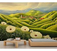 Papier peint mural motif coquelicot vert paysage naturel champ de coquelicots pour chambre à coucher salon affiche murale décoration 300 x 240 cm