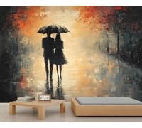Papier peint mural motif pluie forêt d'automne peinture impressionniste art décoration photo chambre d'enfant papier peint panoramique accent (non autocollant)