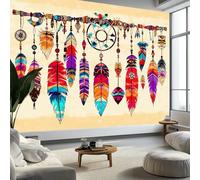 Papier Peint Mural Motif Plumes Animal, Attrape Rêves Papier Peint Photo Panoramique Intissé - Poster Geant Mural Personnalisé 350 x 256 cm pour Salon Cuisines Chambre Muraux Décor
