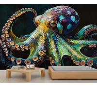 Papier peint mural Octopus Kraken - Motif animaux de l'océan - Pour salon - 250 x 175 cm - Ne se décolle pas et ne colle pas