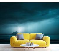 Papier peint mural « Orage sur mer déchaînée » - Motif spectaculaire ciel sombre et orage en mer, idéal pour le salon, la chambre ou une décoration 280x200cm (Non autocollant)