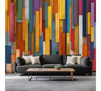 Papier Peint Mural Panoramique Intissé 3D Planche Verticale En Bois Texturée 300 x 210 cm Papier Peint Mural Tapisserie Décorative, Tableaux Muraux pour Chambre et Salon, Décoration Murale, Couleur