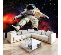 Papier Peint Mural Panoramique Intissé 3D Science Fiction Univers Astronautes Papier Peint Mural Tapisserie Décorative, Tableaux Muraux pour Chambre et Salon, Décoration Murale, 350 x 256 cm, Noir