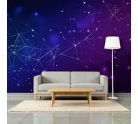 Papier Peint Mural Panoramique Intissé 3D Univers Ciel Étoilé 450 x 280 cm | Géométrie Constellations Papier Peint Mural Tapisserie Décorative, Tableaux Muraux pour Chambre et Salon, Décoration Murale