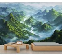 Papier peint mural paysage rivière forêt paysage naturel déclaration murale de restaurant dîner à grande échelle Art Decor photo accent panoramique (non autocollant)