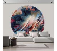 Papier peint mural photo 3D à motif botanique circulaire abstrait, idéal pour décorer une chambre de jeune fille, un salon, un bureau ou un couloir. Papier peint photo surréaliste et coloré, 150 cm x