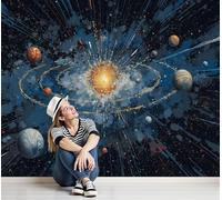 Papier peint mural photo 3D, illustration de science-fiction représentant une explosion solaire, affiche murale, sticker mural pour fond TV, décoration murale pour salon, chambre, restaurant, 250 cm x