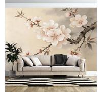 Papier Peint Mural Poster Mural 159×280cm Motif Branches De Prunier En Fleurs Effet 3D Style Botanique Chinois Intissé Décoration Murale pour Salon Chambre Fond TV 159×280cm (L X H) (62×110 Pou