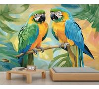 Papier peint mural pour chambre à coucher - Motif feuilles tropicales - 300 x 210 cm - Ne se décolle pas et ne colle pas