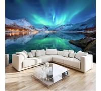 Papier Peint Mural Salon Fantaisie Beauté Aurore Eau De Mer Montagnes, 300 x 210 cm Papier Peint Panoramique Intissé, Couleur Décoration Murale Poster Tableaux Muraux Imprimé 3D Tapisserie Photo