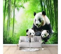 Papier Peint Mural Salon Panda Géant Dans Une Forêt De Bambous Verts 250x175 cm Papier Peint Panoramique Intissé Moderne, Décoration Murale Poster Tableaux Muraux Imprimé 3D Tapisserie Photo