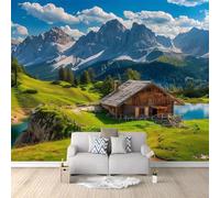 Papier Peint Mural Salon Paysage Montagne Prairie 300x210 cm Papier Peint Panoramique Intissé Moderne, Décoration Murale Poster Tableaux Muraux Imprimé 3D Tapisserie Photo
