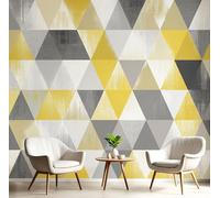 Papier Peint Mural Salon Triangle Géométrique 308X220 Cm Papier Peint Panoramique Art Abstrait Moderne, Décoration Murale Poster Tableaux Muraux Imprimé 3D Photo Gris