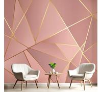 Papier Peint Mural Salon Triangle Géométrique Abstrait 396X280 Cm Papier Peint Panoramique Minimalisme Moderne, Décoration Murale Poster Tableaux Muraux Imprimé 3D Photo Rose