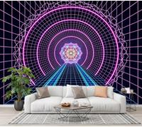 Papier Peint Mural Soie Rétro-Futurisme | Papier Peint Panoramique Tunnel À Perspective De Grille, Rose Occidental Papiers Peints Salon Chambre Bureau Couloir Murale Poster Intérieure 200x140cm