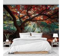 Papier Peint Mural Sur Mesure,3D Paysage Ensoleillé,Érables Rouges,Décor Naturel Papier Peint Photo,250 X 175Cm Grand Format-Décoration Murale Pour Salon,Chambre,Bureau Ou Toute Autre Pièce