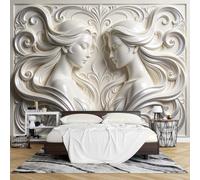 Papier Peint Mural Texturé 3D Luxe Avec Motif Deux Déesses en Relief 140 X 210 cm Autocollant Imperméable Amovible Décoration Murale Classique pour Salon Chambre.