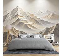 Papier Peint Mural Texturé 3D Représentant Un Sommet De Montagne En Terrasses 265 × 280 Cm Beige Et Gris Motif Paysage Canyon Brumeux Idéal Pour Chambre Ou Salon Dimensions 265 × 280 Cm (L × H