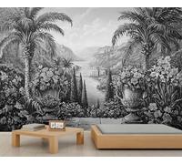 Papier peint mural tropical paysage tropical vintage européen - Papier peint panoramique extra large pour hôtel, restaurant, hall - Papier peint personnalisé (non autocollant)