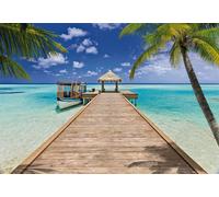 Papier Peint Mural Tropical Paysage Vert Palmier Mer Enfants Affiche Photo