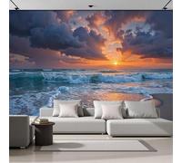 Papier Peint Mural Vert Vue Sur Les Pins Depuis La Falaise De La Forêt Brumeuse 450X300Cm,Papier Peint Panoramique 3D Nature Nordique,Poster Photo Décoration Murale,Pour Salon Chambre Couloir Bureau