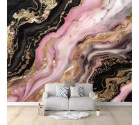 Papier Peint Murale Baby Boys Girls 350 x 256 cm - Papier Peint Intissé Effet 3D - Décoration Murale Marbre Or Noir Rose pour Chambre, Garçon et Salle de Jeux - Design Moderne XXL