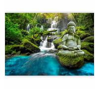 Papier peint murando intissé 100x70 cm Décoration Murale XXL Poster Tableaux Muraux Tapisserie Photo Trompe l'oeil Bouddha nature paysage chute d''eau c-C-0019-a-b