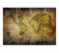 Papier peint murando panoramique Carte du monde 400x280 cm - Revêtement mural décoration pour chambre salon - Design moderne - Marron beige - Carte du monde des continents k-A-0019-a-b