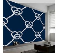 Papier Peint Muraux Affiche Photo 300L x 210H cm, Papier Peint Mural Photo Abstrait Géométrique Runes Rayures - Décoration Murale Vintage Nautique pour Salon Chambre d'Enfant Couloir Salle de Jeux