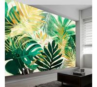 Papier Peint Muraux Affiche Photo 300L x 210H cm, Papier Peint Mural Photo Aquarelle Tropical Plantes Feuilles - Décoration Murale Art de Luxe pour Salon Chambre Chambre d'Enfant Couloir Salle de Jeux