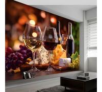 Papier Peint Muraux Affiche Photo 300L x 210H cm, Papier Peint Mural Photo Ferme Verres à Vin Fromage - Décoration Murale Surréalisme pour Salon Chambre Chambre d'Enfant Couloir Salle de Jeux