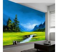 Papier Peint Muraux Affiche Photo 300L x 210H cm, Papier Peint Mural Photo Peinture à l'Huile Rochers Montagnes - Décoration Murale Paysage Naturel pour Salon Chambre d'Enfant Couloir Salle de Jeux