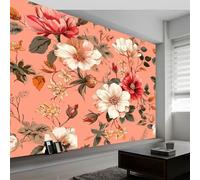 Papier Peint Muraux Affiche Photo 300L x 210H cm, Papier Peint Mural Photo Plantes Fleurs Feuilles Vertes - Décoration Murale Style Vintage pour Salon Chambre Chambre d'Enfant Couloir Salle de Jeux