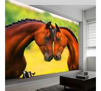 Papier Peint Muraux Affiche Photo 300L x 210H cm, Papier Peint Mural Photo Prairie Animaux Imprimés Chevaux - Décoration Murale Style Photographique pour Salon Chambre d'Enfant Couloir Salle de Jeux