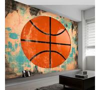 Papier Peint Muraux Affiche Photo 300L x 210H cm, Papier Peint Mural Photo Vieilli Basketball Sports Rayures - Décoration Murale Style Vintage pour Salon Chambre Chambre d'Enfant Couloir Salle de Jeux