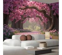 Papier Peint Muraux Cerisiers Fleurs Tunnel Parc Aménagement Paysager, 150x105cm (L×H) Papier Peint Panoramique, Tableaux Muraux Rose Tapisserie Photo, Mural pour Salon, Chambre, Fond Décor TV