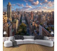 Papier Peint Muraux Horizon Paysage Urbain De New York, 250x175cm (L×H) Papier Peint Panoramique, Tableaux Muraux Couleurs mélangées Tapisserie Photo, Mural pour Salon, Chambre, Fond Décor TV